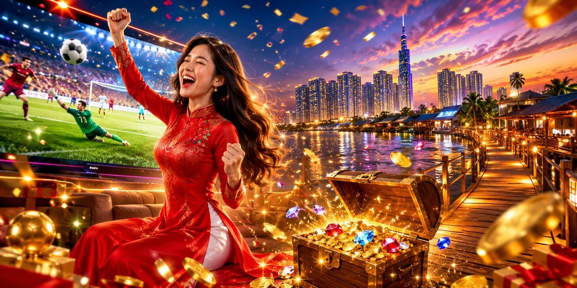 Không gian giải trí casino hiện đại tại TP.HCM với người dùng mặc áo dài trải nghiệm trò chơi live